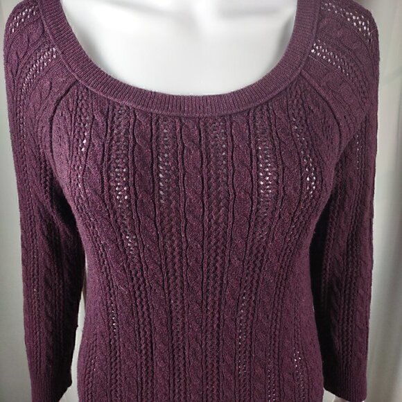American Eagle Dark Purple Cotton Blend Knit Pullover Sweater Size SP - Picture 2 of 10